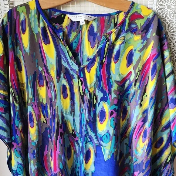 Trina Turk 100% pure silk‎ top Sz M - Picture 4 of 13